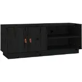 vidaXL Armoire TV noire 105x34x40 cm pin massif