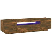 vidaXL Armoire TV avec lampes LED chêne fumé 160x35x40 cm