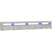 vidaXL Armoire TV avec lampes LED gris béton 270x35x40 cm