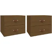 vidaXL Tables de chevet murales 2 pcs. Marron miel 50x36x40 cm