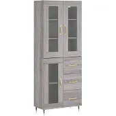 vidaXL Highboard Gris Sonoma 69,5x34x180 cm Matériau dérivé du bois