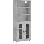vidaXL Highboard gris béton 69,5x34x180 cm Bois composite