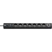 Brennenstuhl , multiprise à 7 prises de type E avec 2 ports USB et protection contre les surtensions, noir