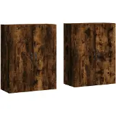 vidaXL Armoires murales 2 pcs. Chêne fumé Matériau dérivé du bois
