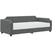 vidaXL Lit de jour avec matelas gris foncé 100x200 cm Tissu