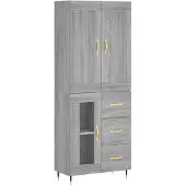 vidaXL Highboard Gris Sonoma 69,5x34x180 cm Matériau dérivé du bois