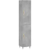 vidaXL Highboard gris béton 34,5x34x180 cm Bois composite