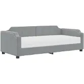 vidaXL Lit de jour avec matelas gris clair 90x200 cm Tissu