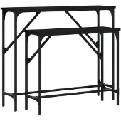 vidaXL Tables console 2 pcs noir bois d'ingénierie
