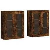 vidaXL Armoires murales 2 pcs. Chêne fumé Matériau dérivé du bois