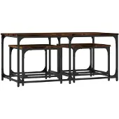 vidaXL Tables d'ensemble 3 pcs. Chêne fumé Bois composite