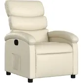 vidaXL Fauteuil relax Crème Similicuir