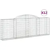vidaXL Gabions avec arc surélevé 12 pcs 300x30x100/120cm Fer galvanisé