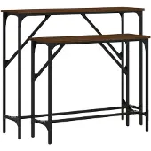 vidaXL Tables console 2 pcs chêne marron bois d'ingénierie