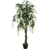 vidaXL Glycine artificielle 840 feuilles 120 cm vert et blanc
