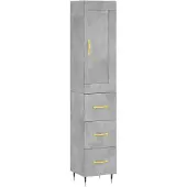 vidaXL Highboard gris béton 34,5x34x180 cm Bois composite