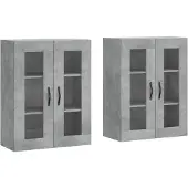 vidaXL Armoires murales 2 pcs. Gris béton Bois composite