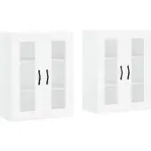 vidaXL Armoires murales 2 pcs. Blanc Bois composite