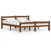 vidaXL Lit en bois massif pin brun miel 160x200 cm