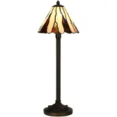 LumiLamp Lampe de table Tiffany Ø 20x60 cm Beige Marron Verre