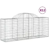 vidaXL Gabions avec arc surélevé 12 pcs. 200x50x80/100cm Fer galvanisé