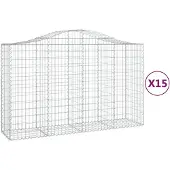 vidaXL Gabions avec arc surélevé 15pcs 200x50x120/140cm Fer galvanisé