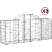 vidaXL Gabions avec arc surélevé 8 pcs. 200x50x80/100 cm Fer galvanisé