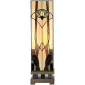 Clayre & Eef Lampe de table Tiffany 15x15x54 cm Beige Marron Verre