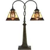 Clayre & Eef Lampe de table Tiffany 48x66 cm Beige Marron Verre