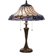 Clayre & Eef Lampe de table Tiffany Ø 40x60 cm Bleu Violet Verre
