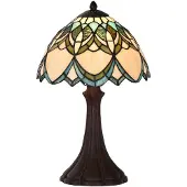 Clayre & Eef Lampe de table Tiffany Ø 25x42 cm Beige Bleu Verre