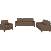 vidaXL Ensemble de canapés 3 pièces avec coussins Tissu brun