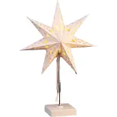 Hi Standleuchte mit Papierstern "silberne Schneeflocken" warmweiß 412552 4034127762189