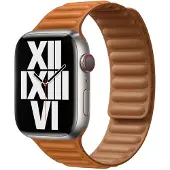 Apple Bracelet Leather Link pour Watch | 44/45/46/49 mm - Taille M/L - Golden Brown