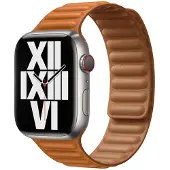 Apple Bracelet Leather Link Watch | 44/45/46/49 mm - Taille S/M - Golden Brown