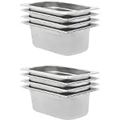 vidaXL Récipients Gastronorm 8 pcs. GN 1/4 100 mm acier inoxydable