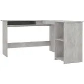 vidaXL Bureau d'angle en L gris béton 120x140x75 cm Bois composite