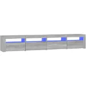 vidaXL Armoire TV avec lampes LED Gris Sonoma 240x35x40 cm