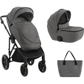 Kikkaboo Poussette Thea 2 en 1 roues EVA poignée de poussée réglable nacelle grise
