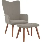 vidaXL Fauteuil relax avec pouf gris clair velours