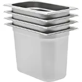 vidaXL Bacs Gastronorm, lot de 4, GN 1/4, 200 mm, acier inoxydable