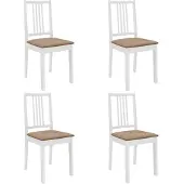 vidaXL Chaises de salle à manger avec coussins 4 pcs. Blanc Bois massif