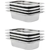 vidaXL Récipients Gastronorm 8 pcs. GN 1/4 65 mm acier inoxydable