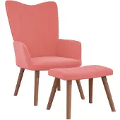 Super Merchant Fauteuil relax avec pouf rose velours