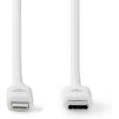 Nedis Câble Lightning | USB 2.0 | Apple Lightning, 8 broches | USB-C mâle | 480 Mbps | Nickelé | 1,00 m | Rond | PVC | Blanc | Étiquette