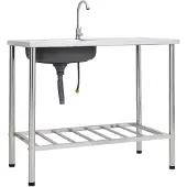 vidaXL Évier de camping avec robinet Acier inoxydable
