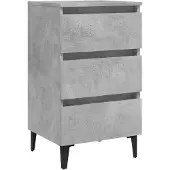 vidaXL Table de chevet avec pieds en métal gris béton 40x35x69 cm