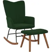 vidaXL Chaise à bascule avec repose-pied Vert foncé Velours