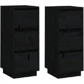 vidaXL Sideboards 2 pcs. noir 32x34x75 cm pin massif