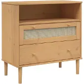 vidaXL Sideboard SENJA aspect rotin brun 80x40x80 cm bois de pin